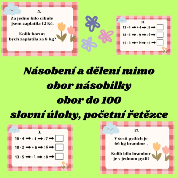 Slovní úlohy - násobení a dělení mimo obor násobilky