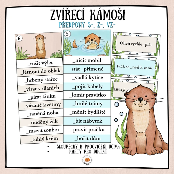 Předpony s-, z - vz- (Zvířecí kámoši)