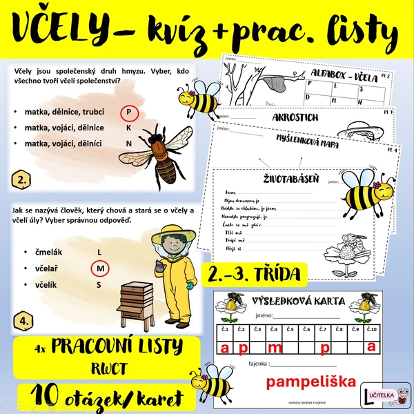 Pohybový kvíz - VČELY + PRACOVNÍ LISTY RWCT