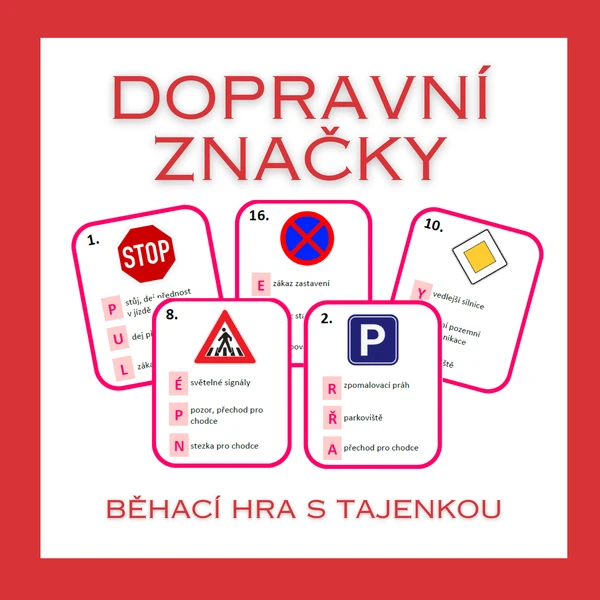 Dopravní značky - běhací hra s tajenkou