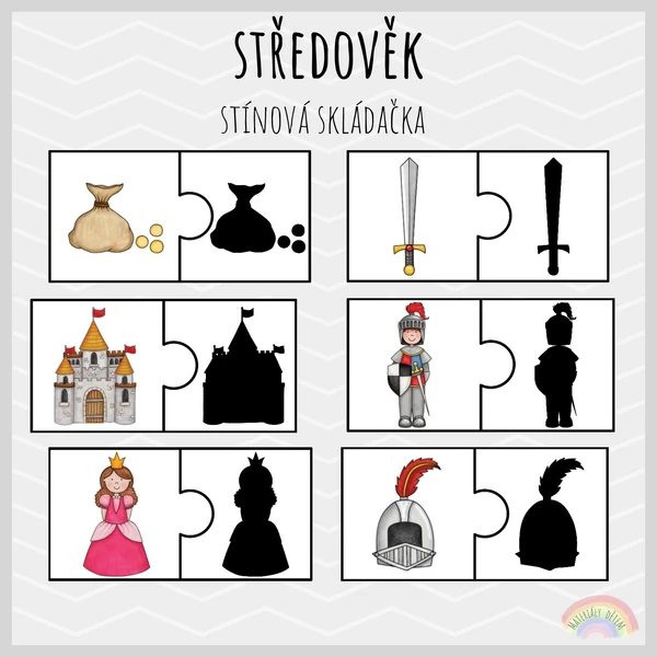 Středověk, stínová skládačka