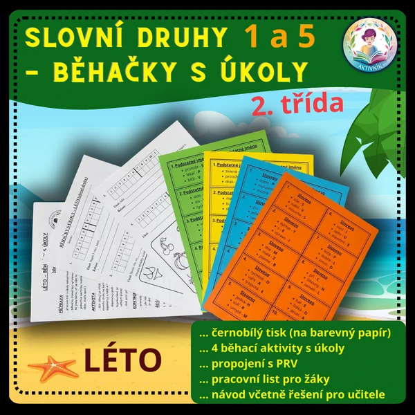 SLOVNÍ DRUHY - běhačky s úkoly - LÉTO