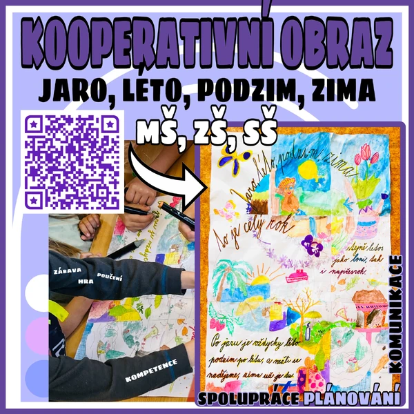Kooperativní obraz - Jaro, léto, podzim, zima - obří omalovánka!