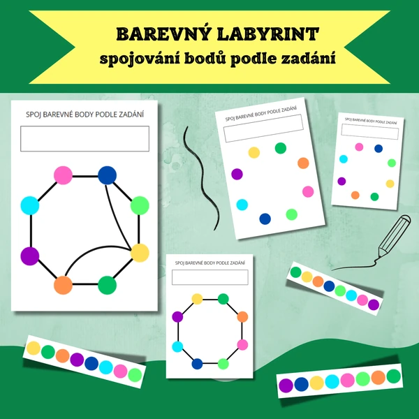 Barevný labyrint - spojování bodů podle zadání