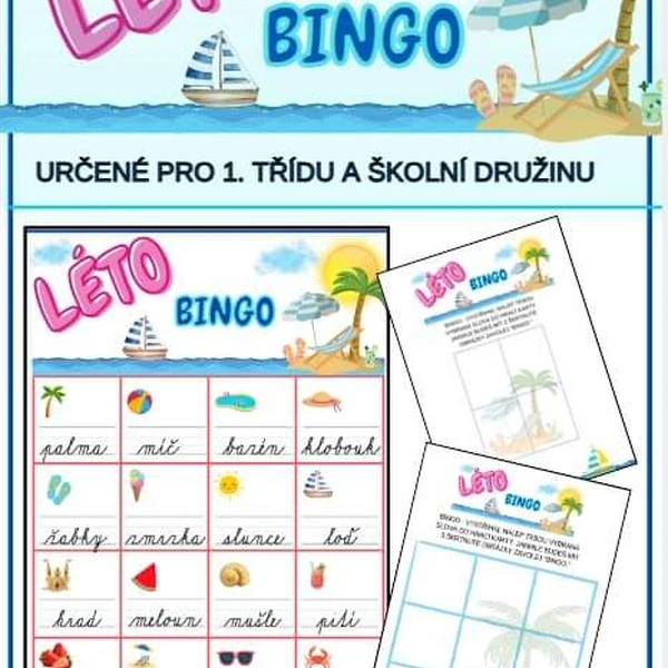 Léto - Bingo - psací písmo