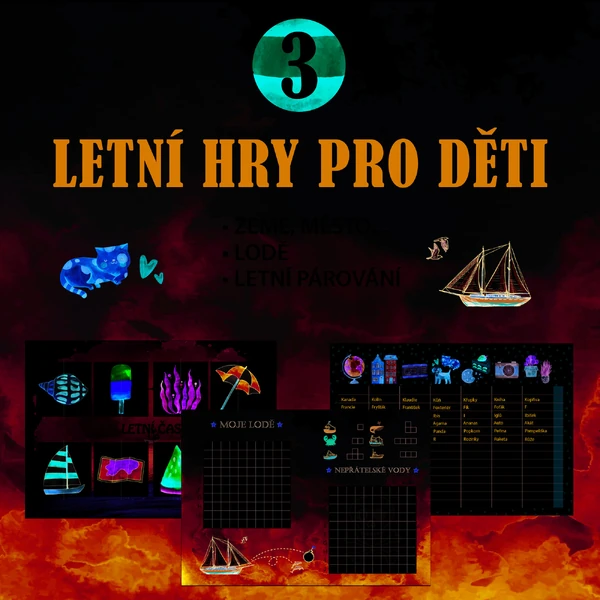 Letní zábavné hry (Země, město..., Lodě, Letní párování)