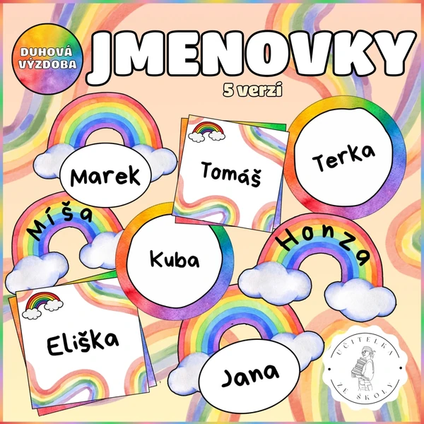 Jmenovky - duhová výzdoba