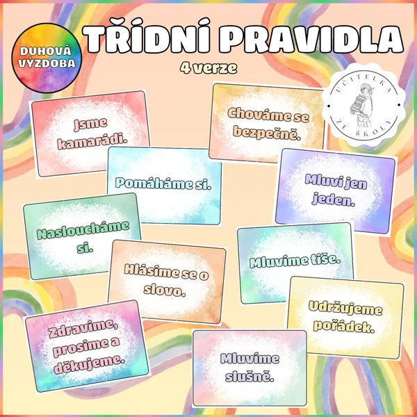 Třídní pravidla - duhová výzdoba