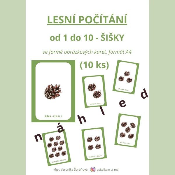 POČÍTÁNÍ od 1 do 10 - šišky (10 ks, A4)