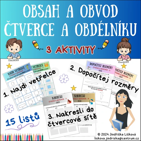 Obsah a obvod ČTVERCE a OBDÉLNÍKU - 3 Aktivity