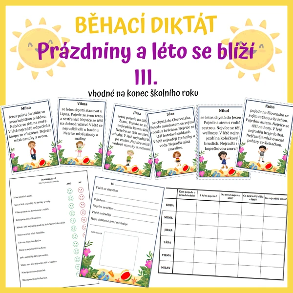Běhací diktát Prázdniny a léto se blíží III.