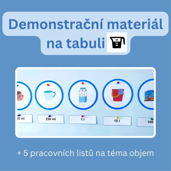 Objemy-demonstrační materiál na tabuli