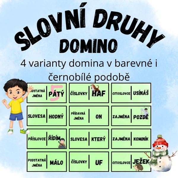 Slovní druhy - domino