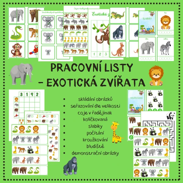 EXOTICKÁ ZVÍŘATA - pracovní listy