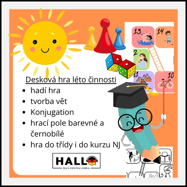 Tätigkeiten im Sommer: Slovesa, věty, téma léto - hadí hra