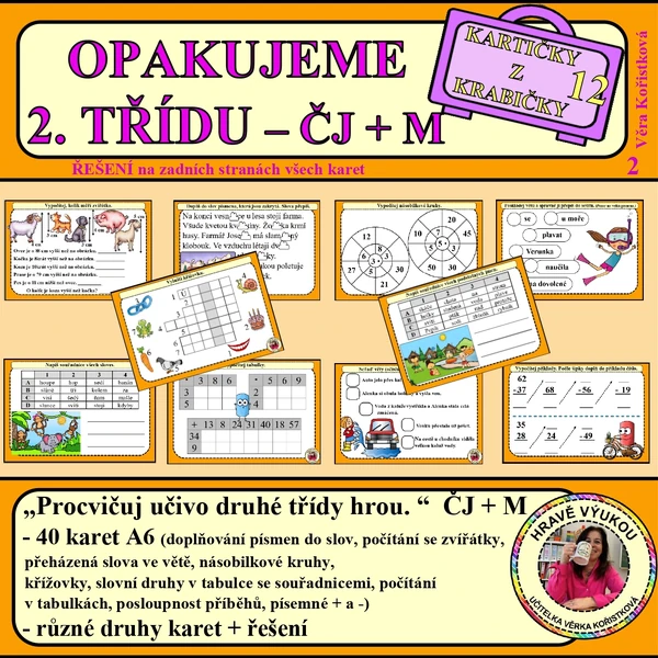 OPAKUJEME DRUHOU TŘÍDU – ČJ + M – Kartičky z krabičky 12