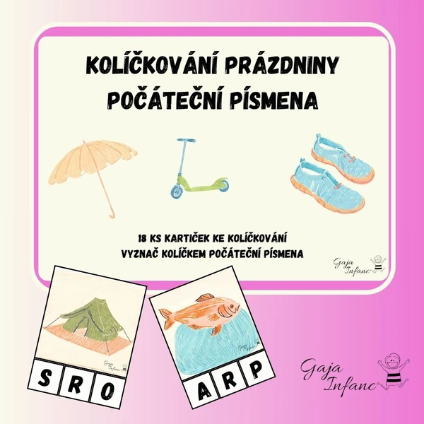 Kolíčkování- prázdniny/ počáteční písmena