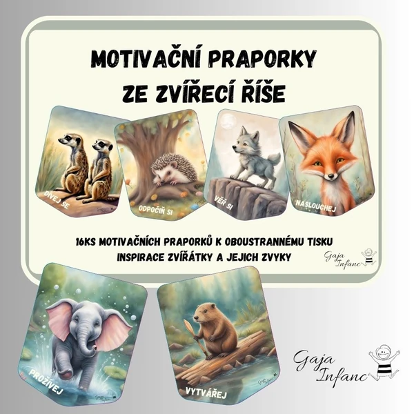 Motivační praporky- zvířecí říše
