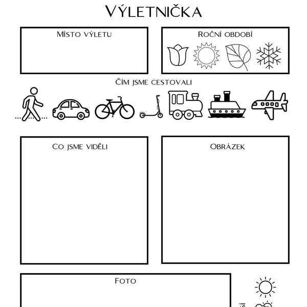 Výletnička - list pro záznam výletů