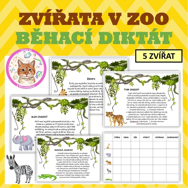 ZVÍŘATA V ZOO - BĚHACÍ DIKTÁT