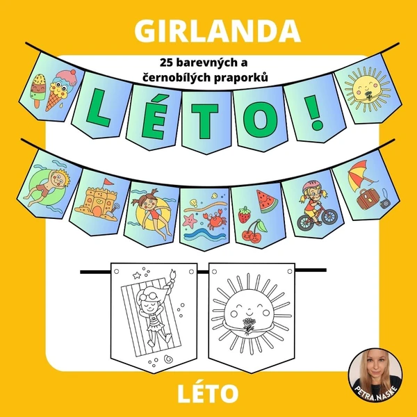 Girlanda, výzdoba třídy a omalovánky - Léto