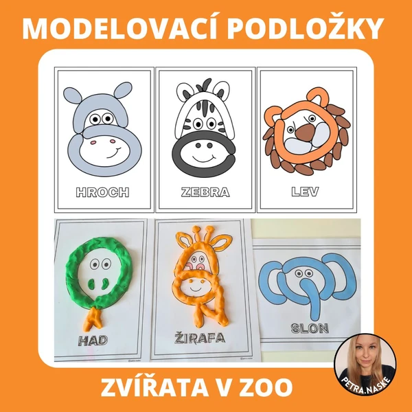 Zvířata v ZOO - modelovací podložky (omalovánky)