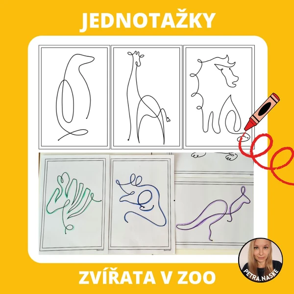 Zvířata v ZOO - jednotažky (grafomotorika)