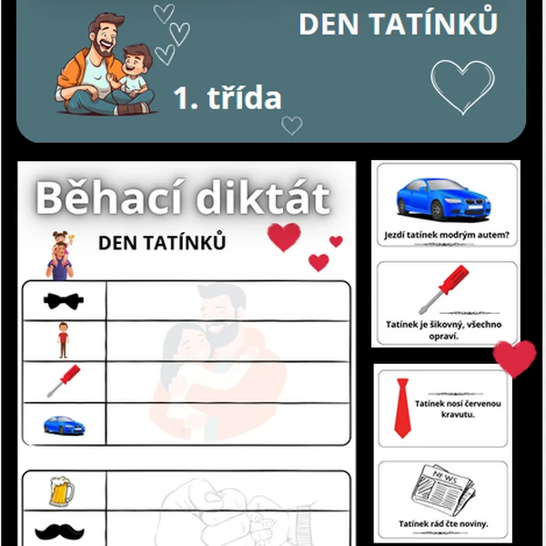 Běhací diktát - DEN OTCŮ - 1. TŘÍDA