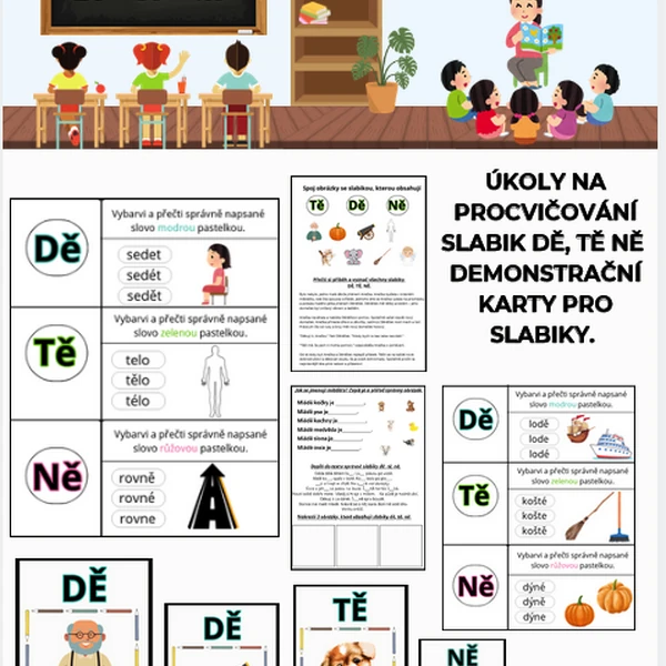 DĚ - TĚ - NĚ vhodné pro 1. a 2. třídu. PROCVIČOVÁNÍ.