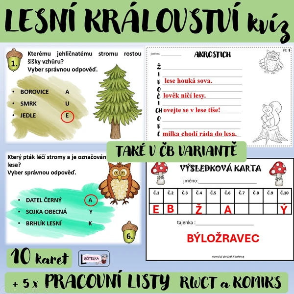 Lesní království - kvíz a pracovní listy