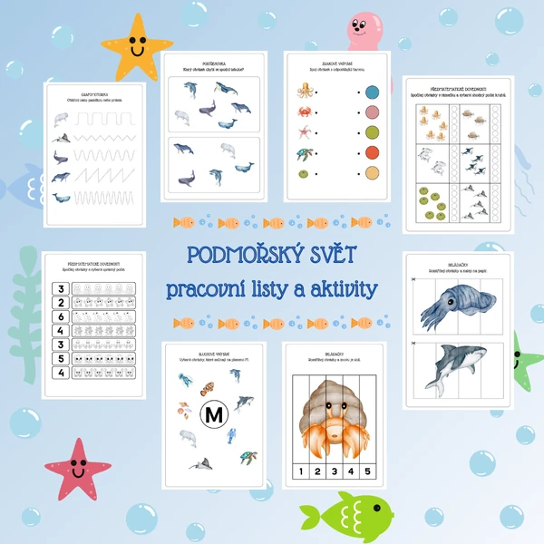 Mořští živočichové, moře - pracovní listy a aktivity