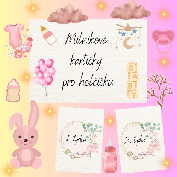 Milníkové kartičky pro holčičku 