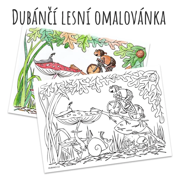 Omalovánka s dubánky v lese