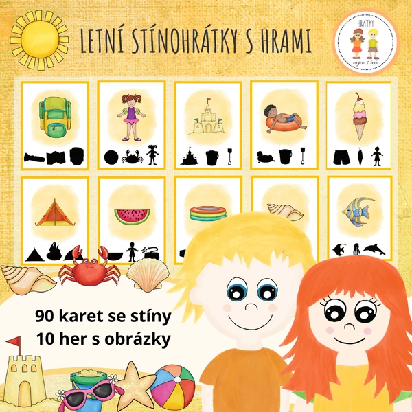 Letní stínohrátky s hrami - 90 karet s obrázky