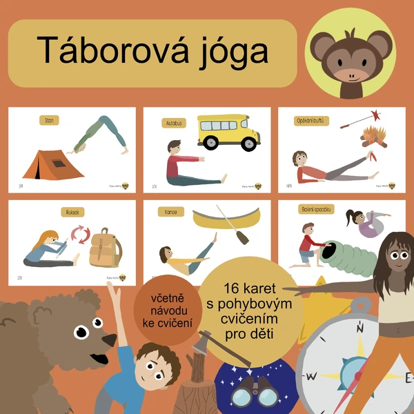 Táborová jóga - jógové kartičky na téma táboření