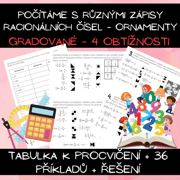 Počítáme s různými zápisy racionálních čísel - ornamenty