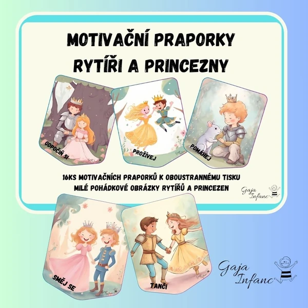Motivační praporky- rytíři a princezny