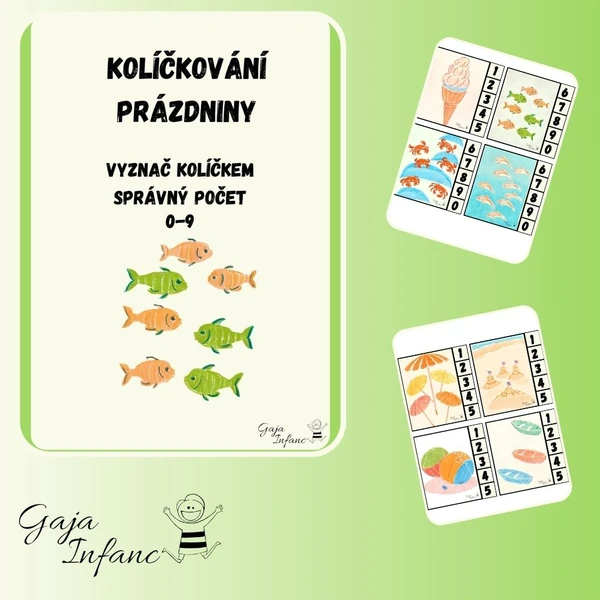 Kolíčkování prázdniny- počet 0-9