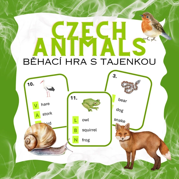 Czech animals - běhací hra s tajenkou