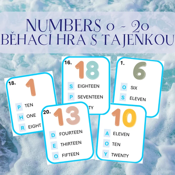 Numbers 0 - 20 - běhací hra s tajenkou