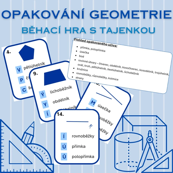Opakování geometrie - běhací hra s tajenkou