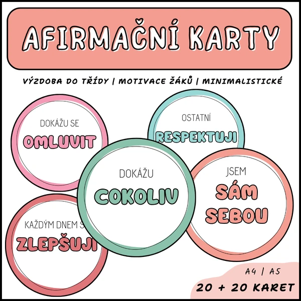 Afirmační karty / Motivační karty - motivace žáků