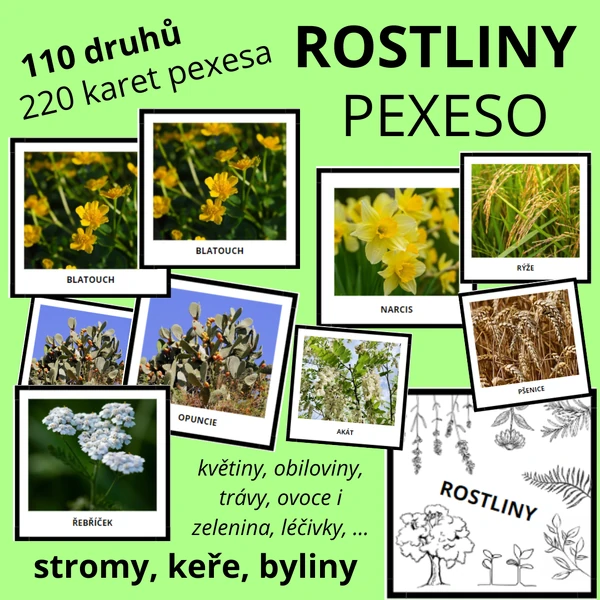 ROSTLINY - velká sada pexesa (110 druhů)
