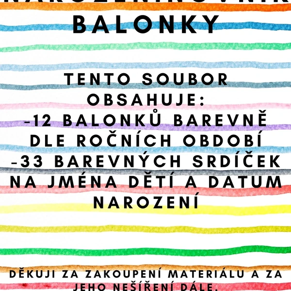 Narozeninovník - balonky a srdíčka