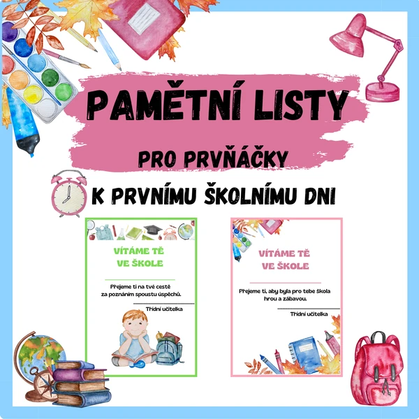 Pamětní listy pro prvňáčky - PRVNÍ ŠKOLNÍ DEN