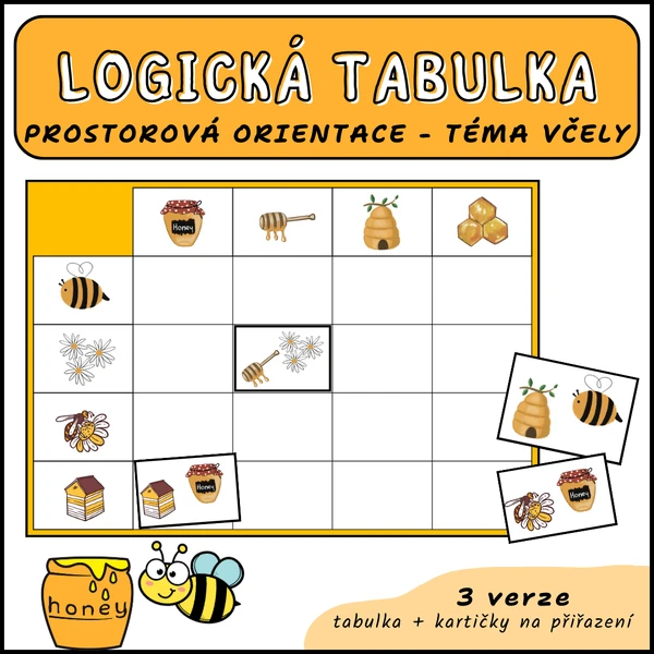 Logická tabulka - VČELY (prostorová orientace, zrakové vnímání)