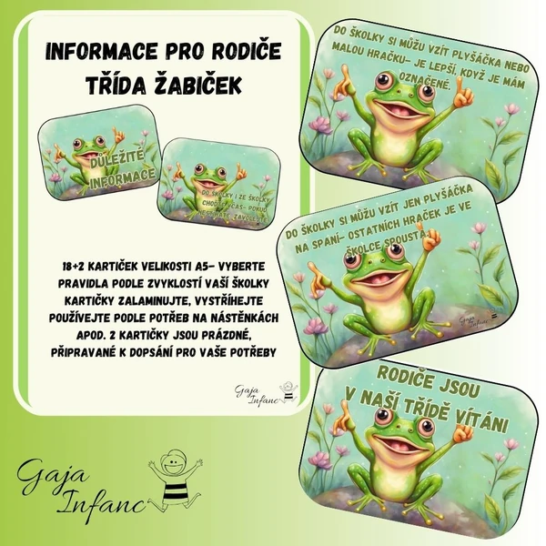 Informace pro rodiče- třída žabiček