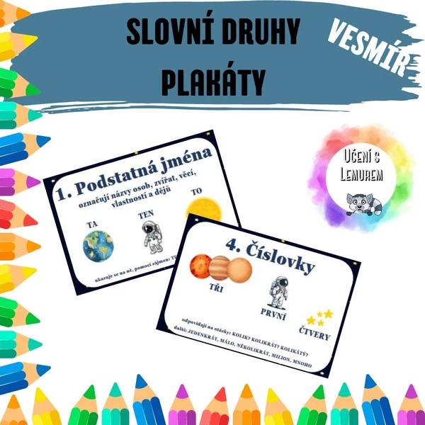 Slovní druhy - plakáty (Vesmír)