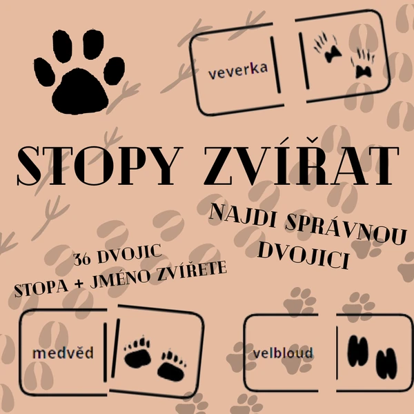 Stopy zvířat - hledej dvojici