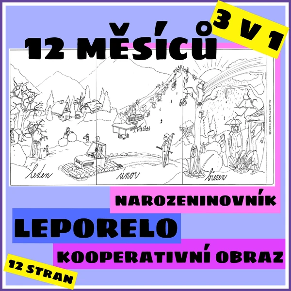 12 měsíců - 3 v 1 - leporelo, narozeninovník, kooperativní obraz